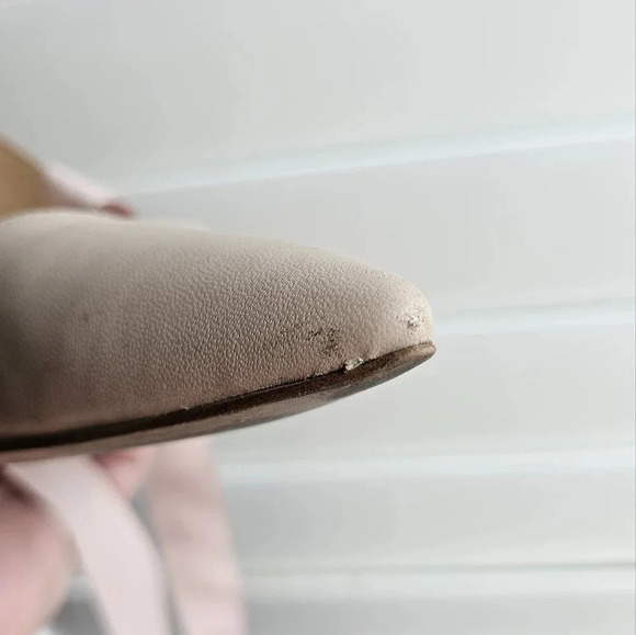 Nine West Arlene Pump  Heels Ribbon Leather Ivory Nude Size 8.5 - Picture 7 of 7